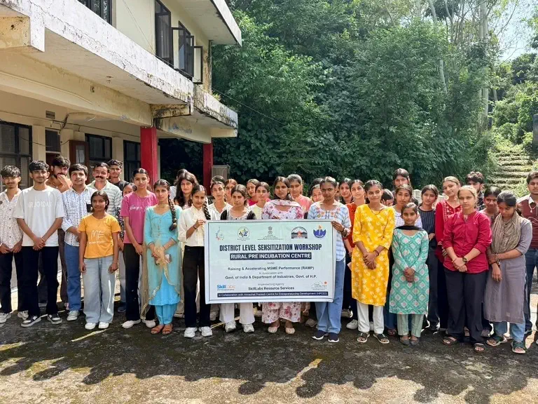 - Students participating in a rural entrepreneurship sensitisation workshop under the RAMP Programme at Government Degree College, Chintpurni, Una, Himachal Pradesh.
